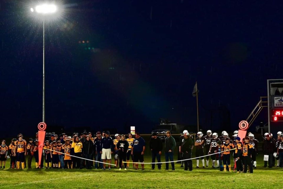 The Kerrobert Football Association officially opened their now permanent lights on the football field Sept. 16. (photographer Tracey Henning-Cholin)