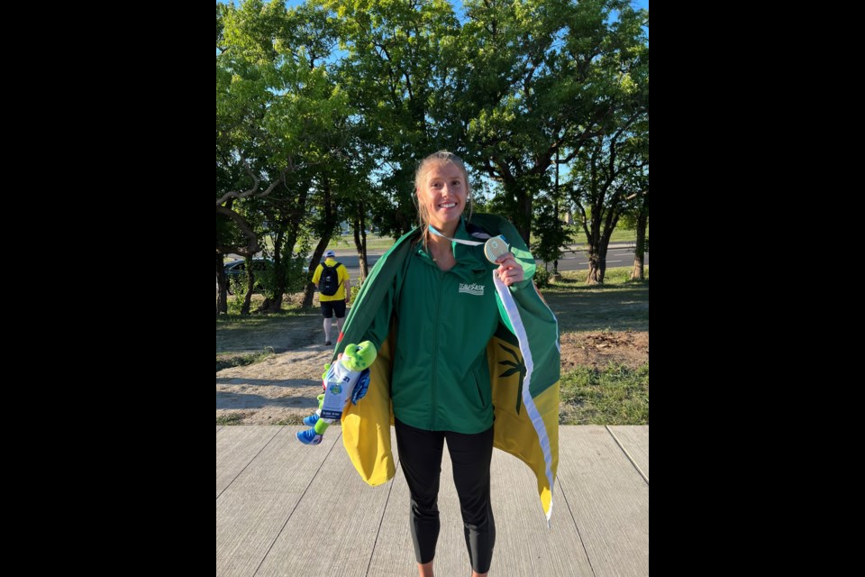 Savannah Sutherland (19) from Borden earned a gold in the 400m Hurdles Female.