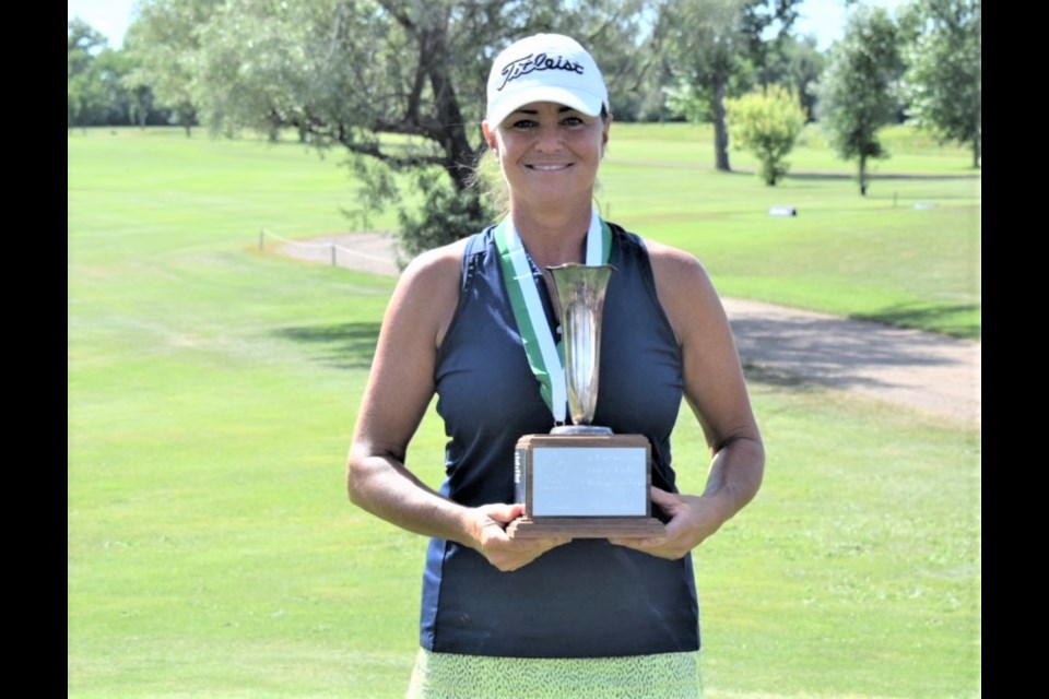 Kim Walker won the provincial senior women's golf tournament for the third time in four years. 
