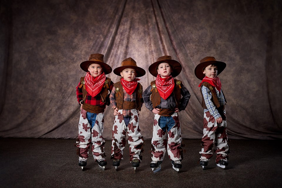 Skating to Chattahooche at the Canora Skating Club’s Boot, Skate & Boogie program on March 24, from left, were: Shiandro Danyluk, Brooks Nykolaishen, Brayden Macpherson and Anderson Coleman. Unavailable for the photo was Tavrick Maciborski. 