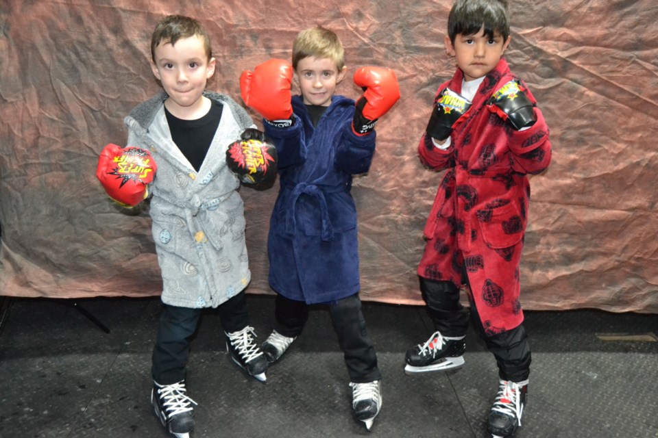 Ready to rumble were stage two boys, from left: Cruz Russell, Hudson Babiarz and Acesun Singh.