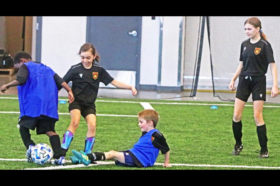 Local U9 and U11 soccer players came out for some training sessions at the CU Spark Centre on Saturday afternoon, as part of the Sask. Soccer Association's AGM in Weyburn.