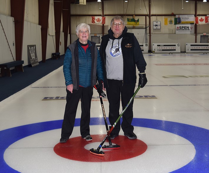 Maxine Stinka and Ron Hoehn were the winners of the annual Two-Person Stick Bonspiel in Canora on Feb. 19.  
