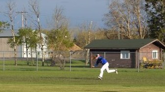 Canora outfielder Grady Wolkowski made a difficult running catch as the Supers went on to defeat the visiting Langenburg Legends 6-1 in the season opener in Canora on May 25.