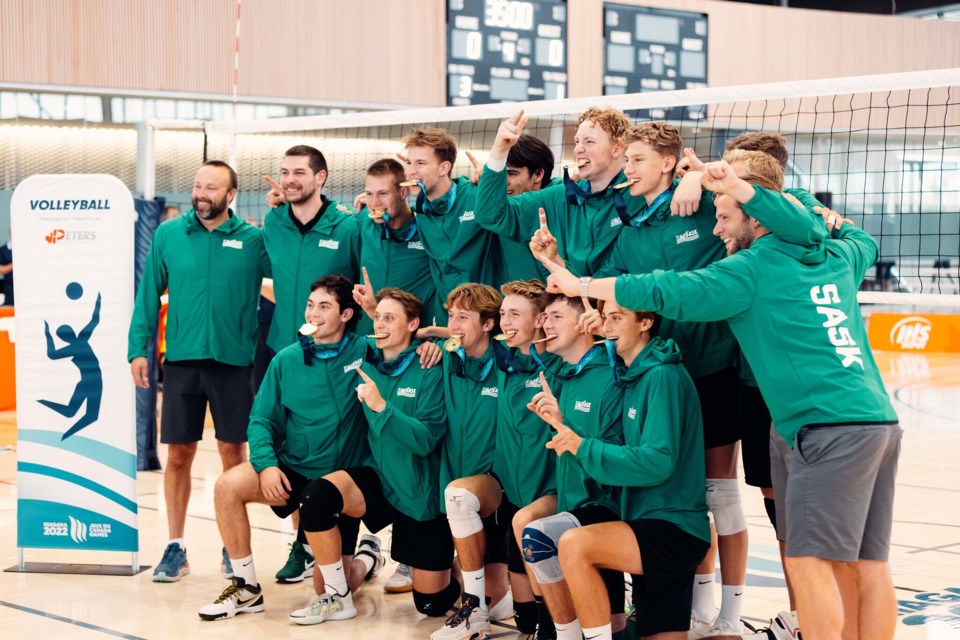 Team Sask. men’s volleyball team, who won gold against Team Alberta