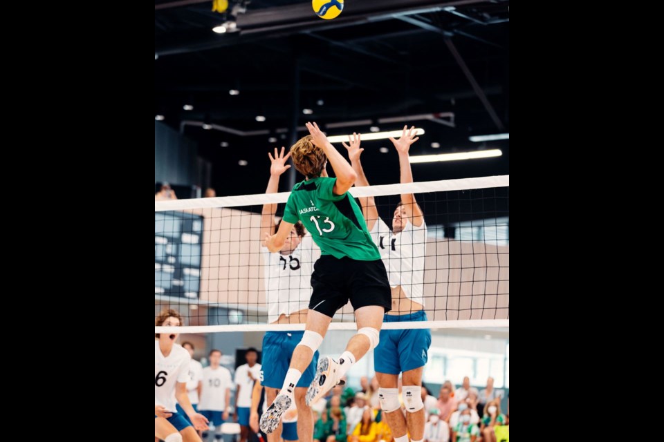 Wearing No. 13, Isaiah Mamer, during the gold medal game at Canada Games in Niagara.