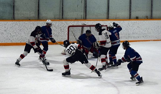 Jake Soltys of Sturgis had this open shot at the Moosomin goalie, with Linden Roebuck of Buchanan in prime position in front of the net for a possible rebound in Game 2 of the U18 Major Hockey League A semifinal versus the visiting Moosomin Rangers on March 12.