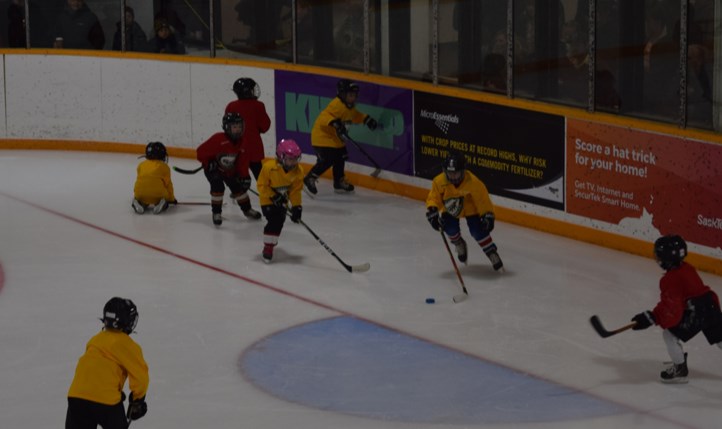 Hockey players from Canora and several other communities under the age of seven came together in Canora for the U7 Jamboree on Jan. 14. Participants played in actual games and also rotated through drills where they worked on skills such as skating, shooting and even playing with a ball instead of a puck. 