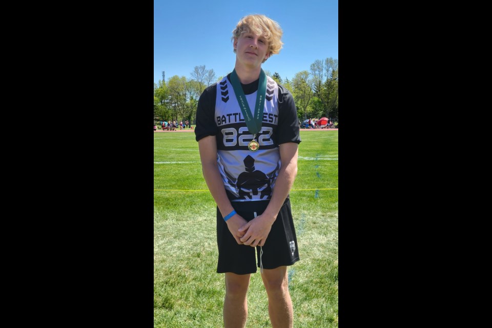 UCHS athlete, Ethan Stifter, sports a provincial gold medal for shot put.