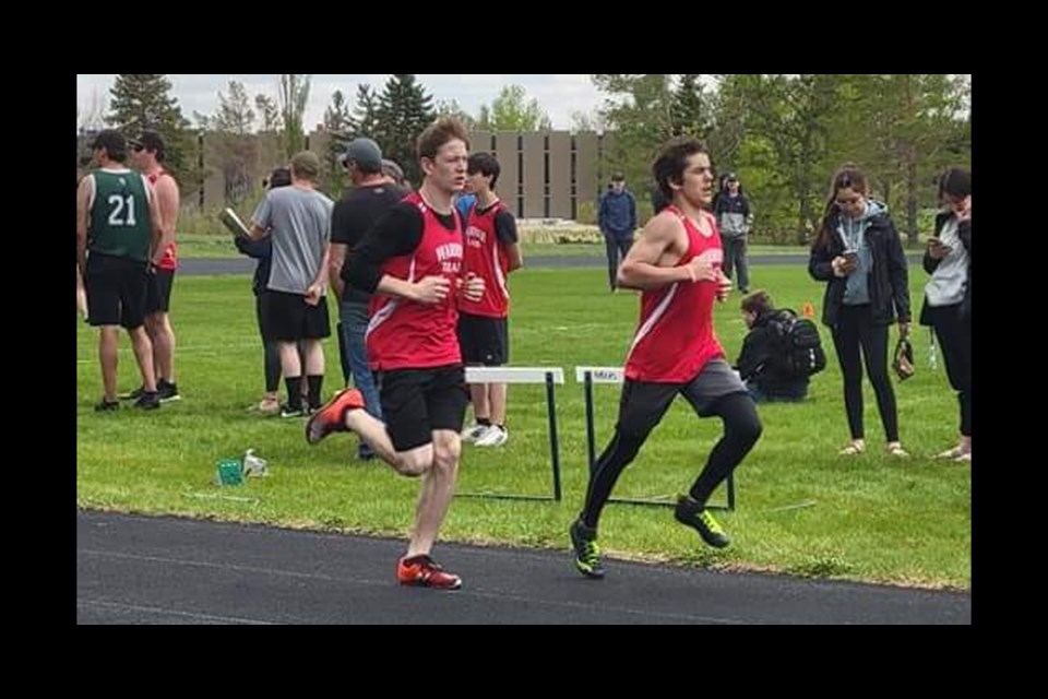 Graden Rusk and Shea Berger, UCHS track and field athletes, compete at Battle West District Championships held in North Battleford May 25-27.