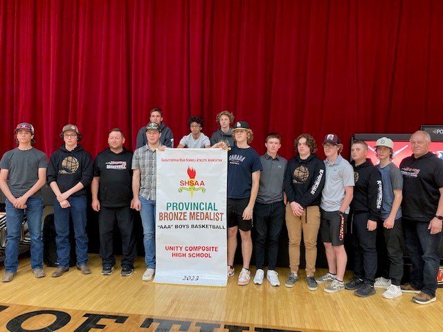 UCHS Warrior's senior boys' basketball team got to raise their provincial banner as part of Warrior celebration night May 18.