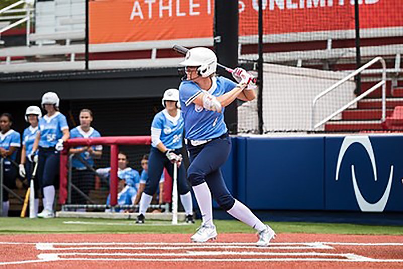 Canadian softball player Victoria Hayward in action with Athletes Unlimited.