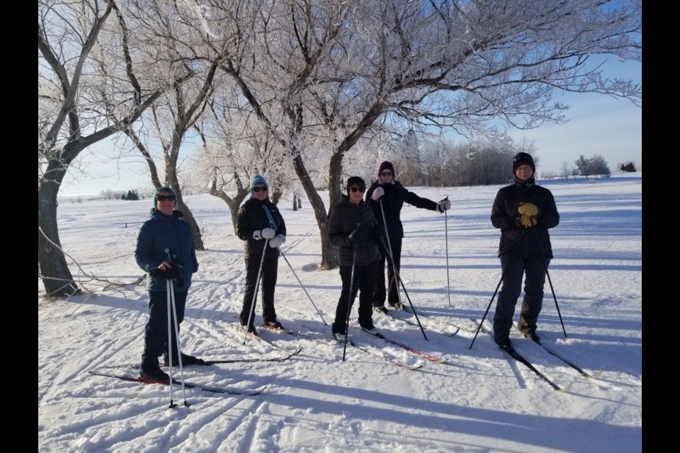 A group of Wilkie women have included cross-country skiing as a fun activity for winter.