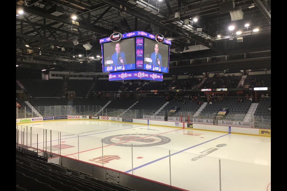 Brandt Centre was the place to be to tune in the World Juniors finals on Jan. 5. Seen here, the fans filling in before the game started on the screen.