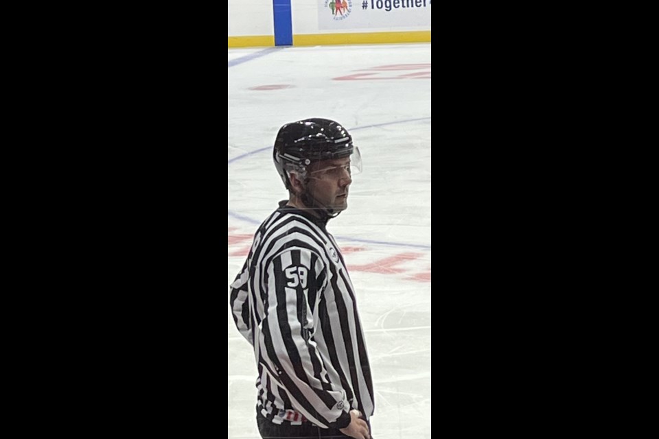 Tarrington Wyonzek, seen here at the 2025 World Junior Hockey Championship in Ottawa, has once again been selected as a linesman for the IIHF World Hockey Championship, taking place in Sweden and Denmark from May 9-25. Wyonzek, who has ties to Canora, was also on the ice at last year’s world championship.