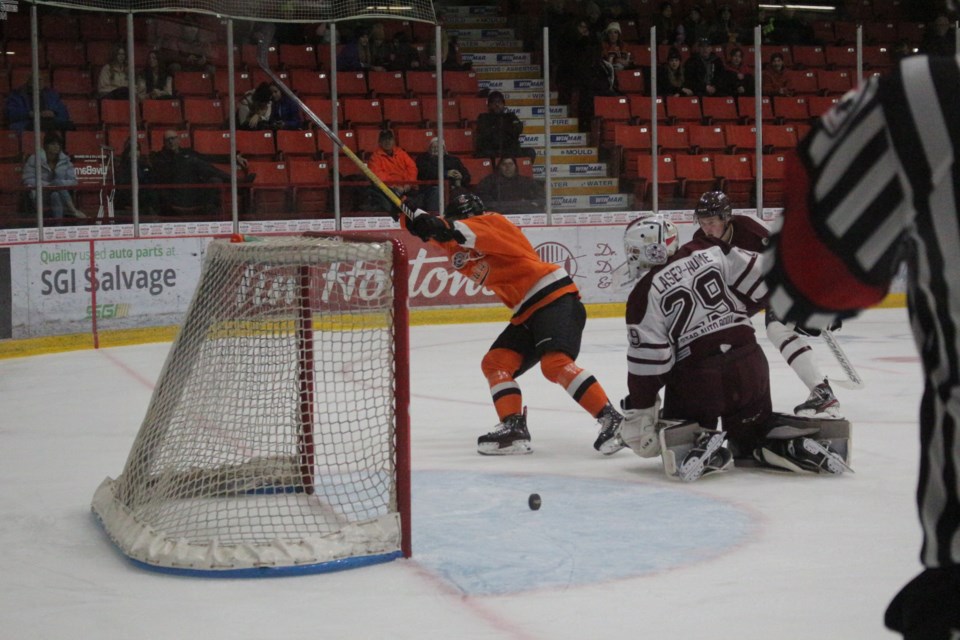 The Terriers' Greg Nelson put the team on the board and the teddy bears on the ice.