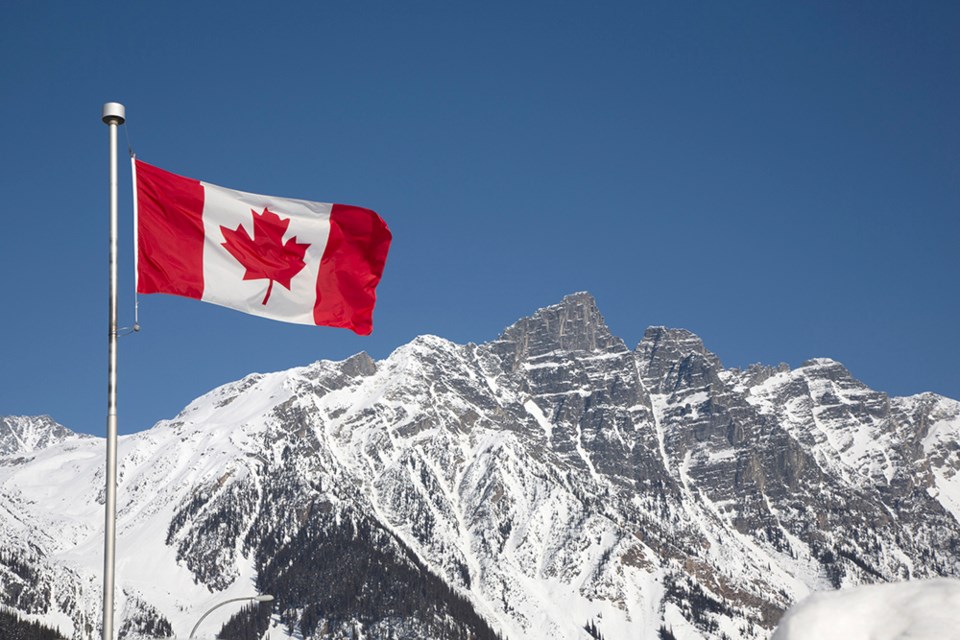 canadian flag mountains