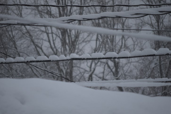 Snow accumulation on electric wires