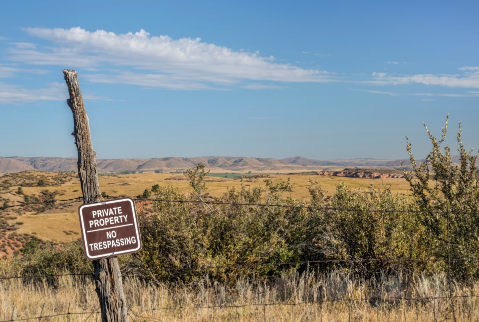 trespassing sign stock