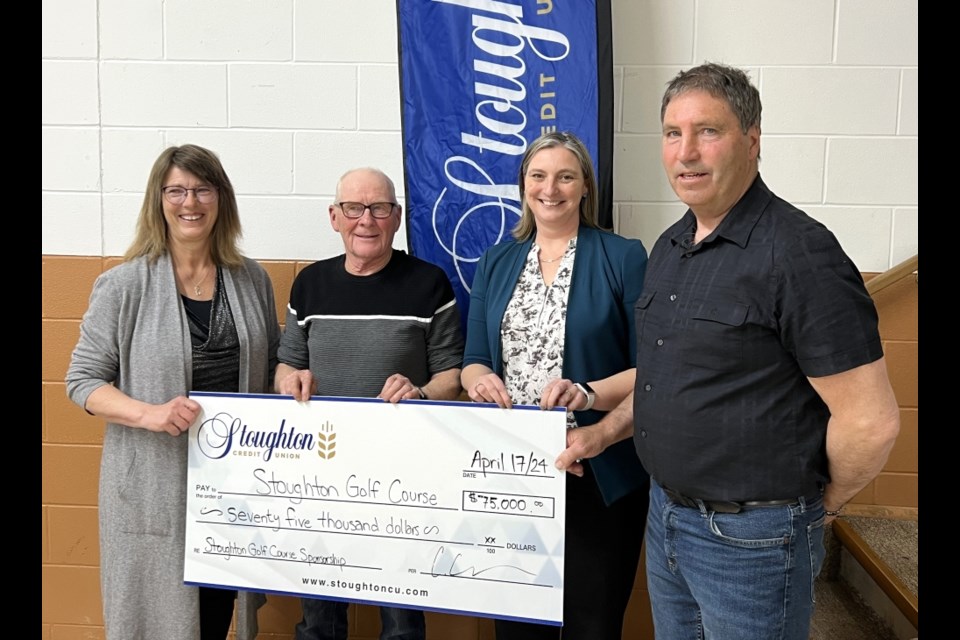 The Stoughton Golf Course was one of the recipients of support from the Stoughton Credit Union. From left, Darlene Bowen, Ralph Hemphill, Christine Corscadden and Darwin Fee. 

