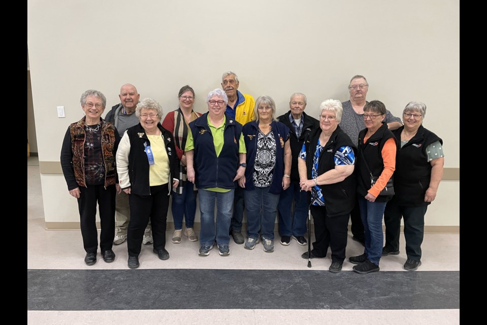 Attending provincials were, back row, from left, Art Prive, Tawnie Foster, Peter Piper, Vern Lindsay and Ken Bahnuick. Front row, from left, Lynn Young, Dorothy Knoch, Linda Beckman, Carol Lindsay, Vern Thompson, Linda Wright and Karen Coderre. 
