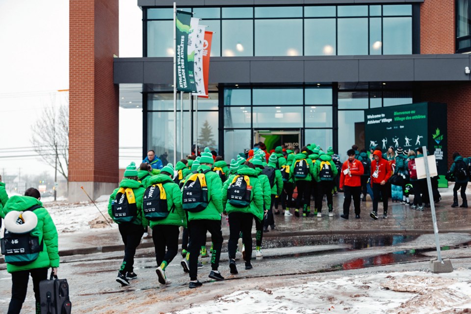 Team Saskatchewan delegates arrive at Charlottetown, Prince Edward Island.