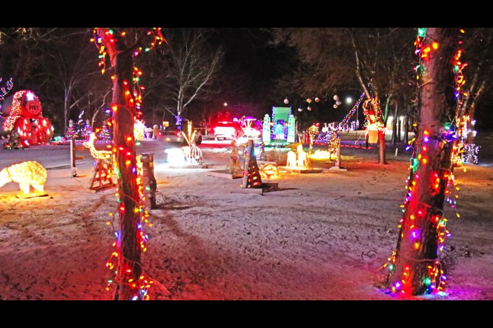 Roughbark Greenhouses has this large display just at the entrance to RIver Park Sparkles.