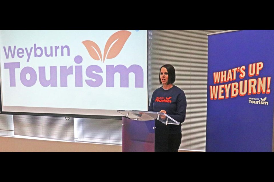 Weyburn Tourism executive director Monica Osborn introduced the new logo, at the rebranding launch on Wednesday.