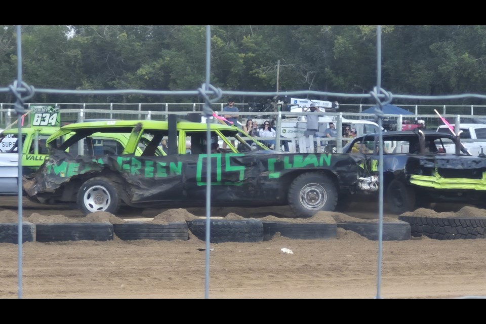 The 40th Annual Demolition Derby, hosted by the Battlefords Agricultural Society, was held Aug. 23. More than 1,400 spectators came out to the event, watching 38 vehicles crash into each other, where only a few were mechanically sound enough to drive out of the ring.
