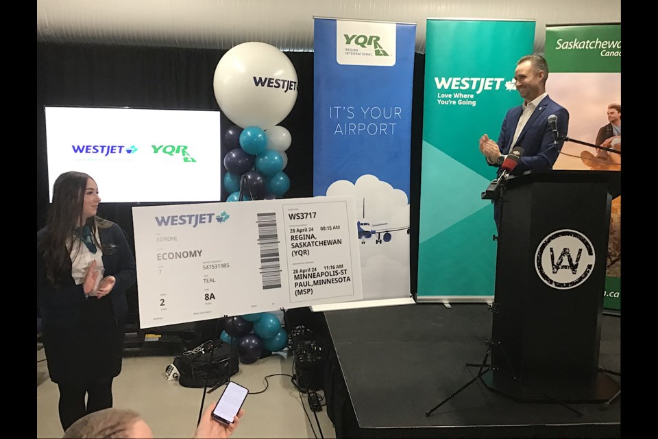 The announcement was made Monday that WestJet will be launching direct flights from Regina to Minneapolis-St.Paul.