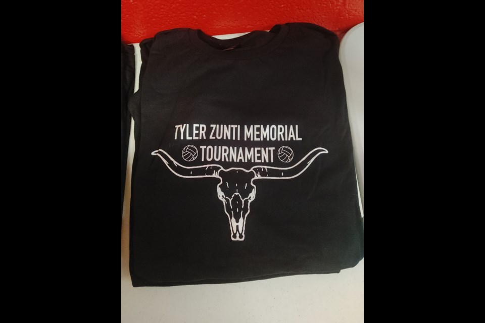 T-shirts were designed and available to purchase as an additional fundraiser for the Tyler Zunti Memorial Volleyball Tournament.