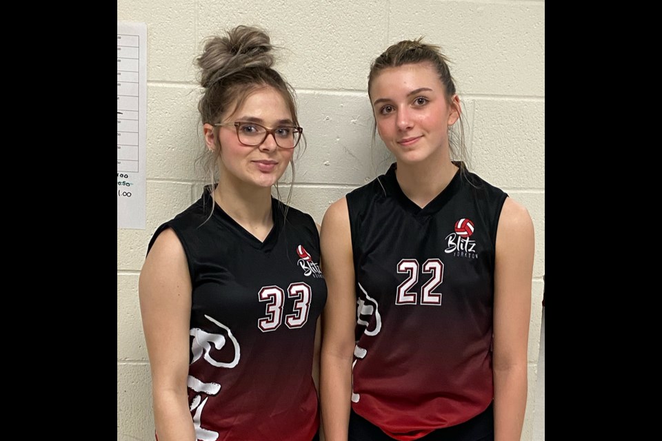 Merrick Derkatch, left, and Natalie Pshyk of Canora are members of the U15 Yorkton Blitz volleyball team, which will be head off to nationals starting on May 15 in Edmonton.