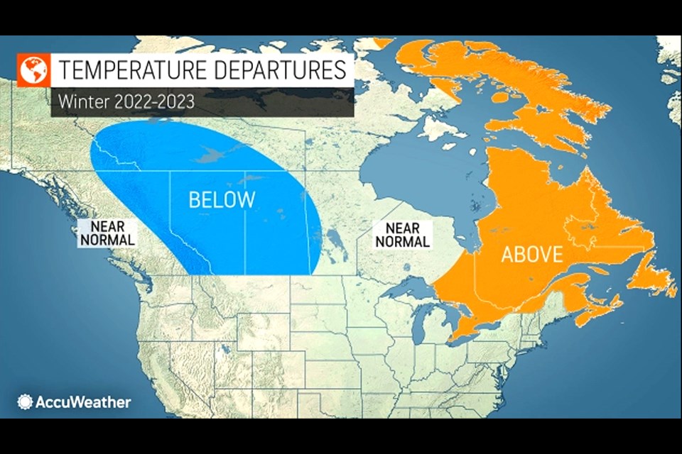 A cold winter is in the cards for western and central parts of the Canadian Prairies.