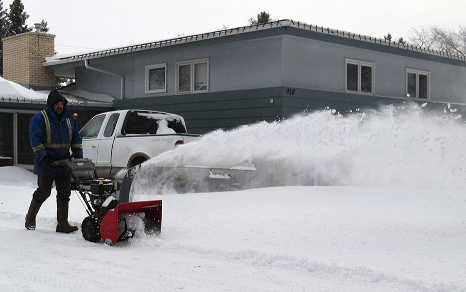 It took a while for winter to fully make its presence felt in Canora, but when it did, there was plenty of the fluffy white stuff for local residents to deal with. Jess Harper was one of many who were cleaning snow off their yards on Jan. 10.
