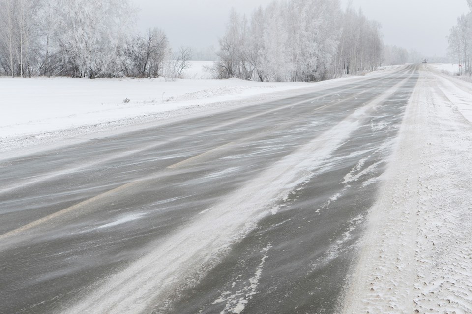 blowing snow road