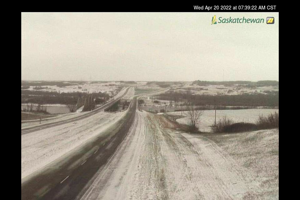 A view of the highway at the Borden Bridge early Wednesday morning.