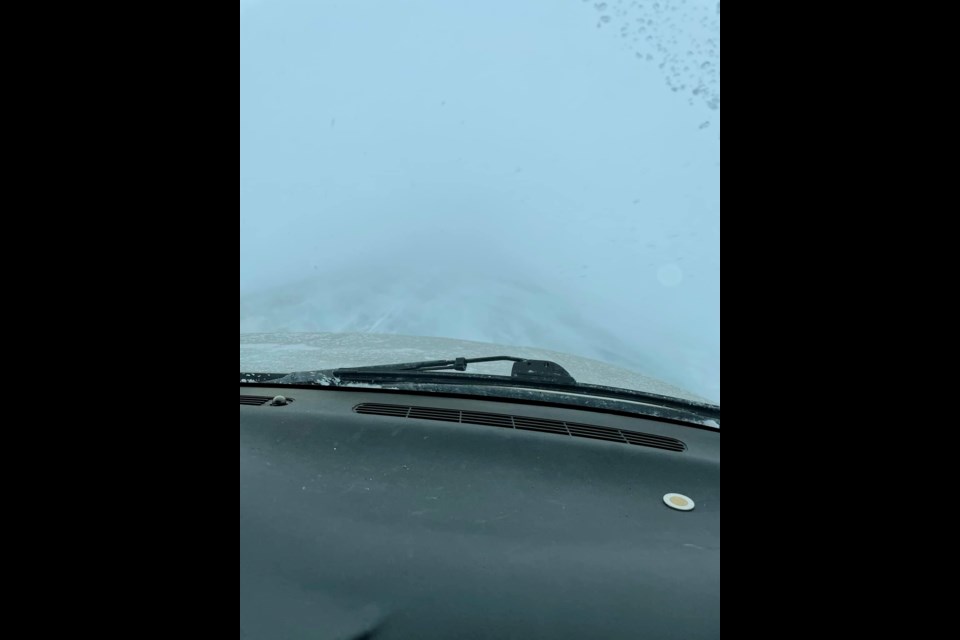 Highway 21 north of Unity showing reduced visibility.