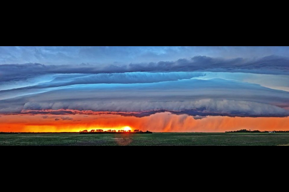 This cloud formation for a severe thunderstorm rapidly approached the Weyburn area on Sunday evening, in this view taken just north of the city.
