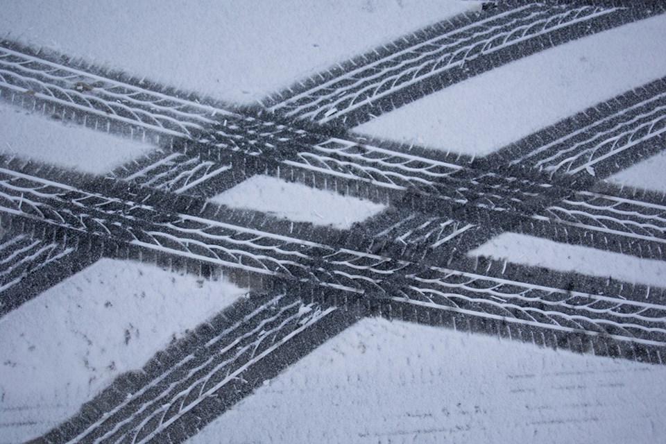tire tracks on snow