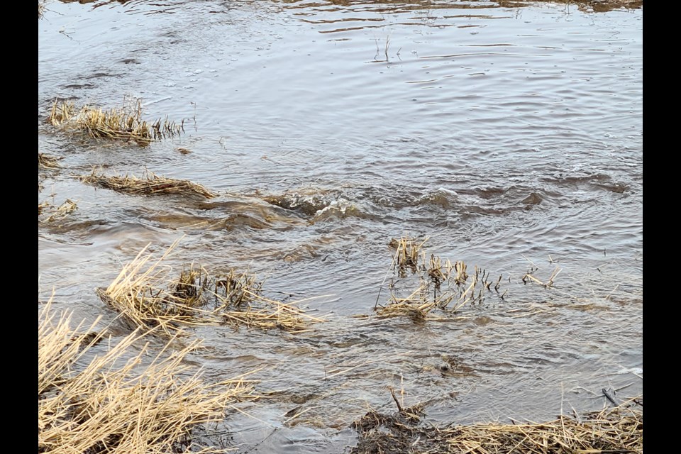 Water was flowing along Highway 21 when the spring melt began near Unity in late March.