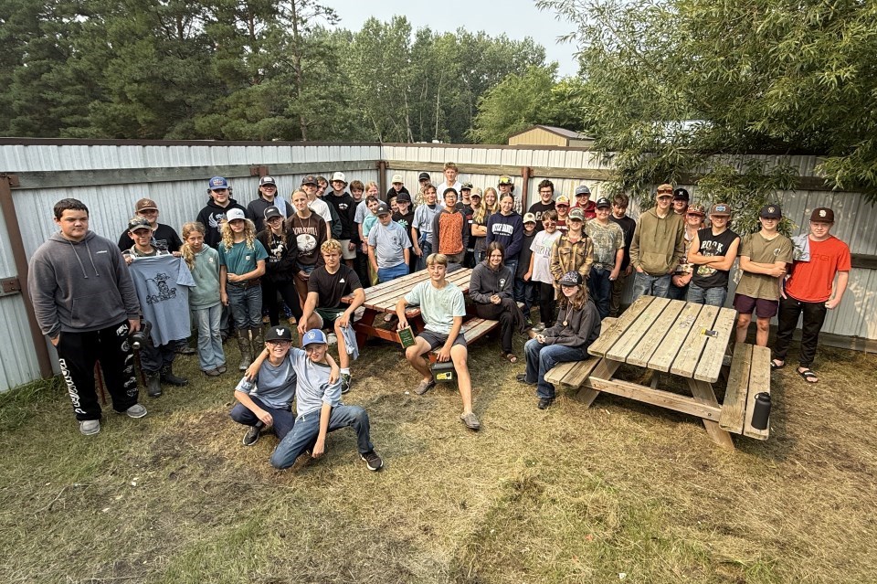 Campers gather for a group photo.