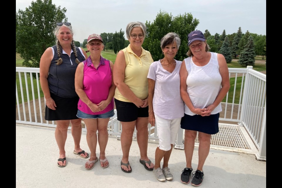 Flight winners were, from left, Linda Murphy, Colleen Renard, Sharon Stepp, Karen Beselt and Joanne Green. 