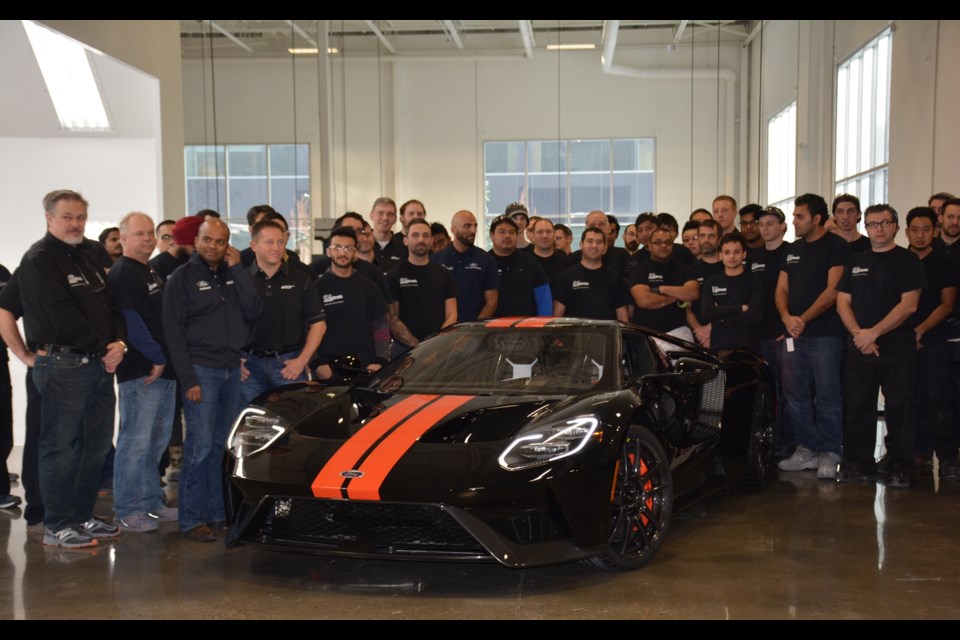 The all-new 2017 Ford GT rolls off the line in Canada. Credit David Miller