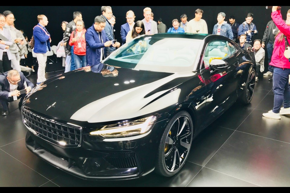 Polestar - A new business model. Polestar 1 is built on Volvo's Scalable Product Architecture and is powered by hybrid-electric drive, with two electric motors driving the rear wheels and Volvo's Drive-E supercharged and turbocharged gasoline engine driving the front wheels. Total power output is 600 horsepower and Polestar 1 can be driven in fully electric mode for 150 kilometres. Credit Gabriel Gélinas