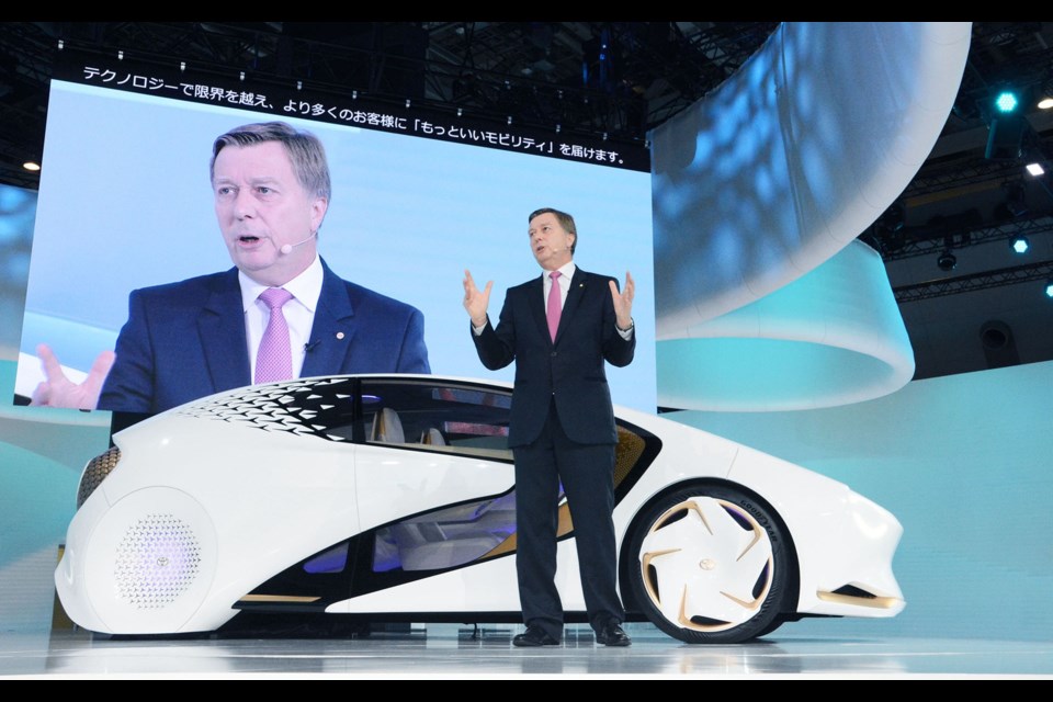 Didier Leroy, Executive Vice-President at Toyota, presented the company's vision of sustainable mobility at the Tokyo Auto Show. Credit Toyota