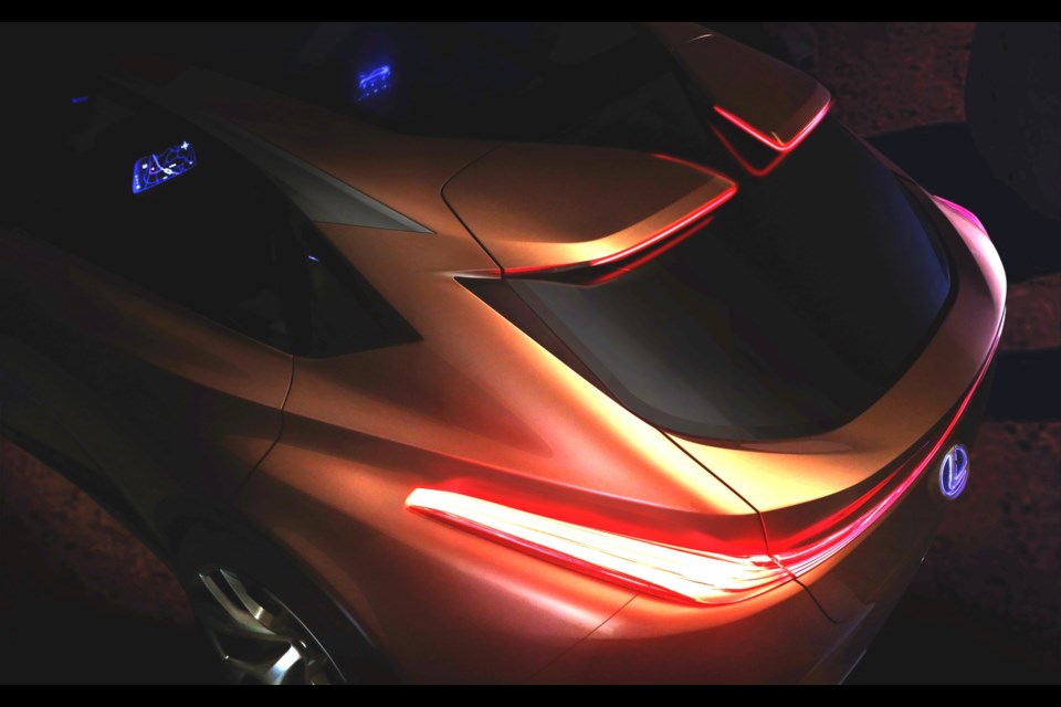 The Lexus LF-1 Limitless Concept will be unveiled at the next Detroit Auto Show. Here, we cranked up the contrast of the image published by Lexus to reveal a little more detail. Credit Toyota Canada Inc.