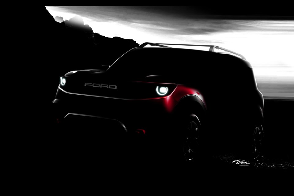 Ford's new small off-road SUV, which doesn't have a name yet. It will be positioned below the upcoming Bronco in the company's lineup. Credit Ford