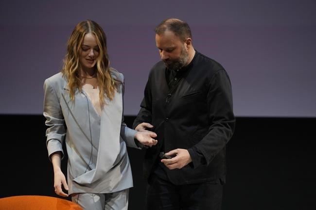 Emma Stone Wore a Dreamy Gray Suit to a Film Screening in Greece