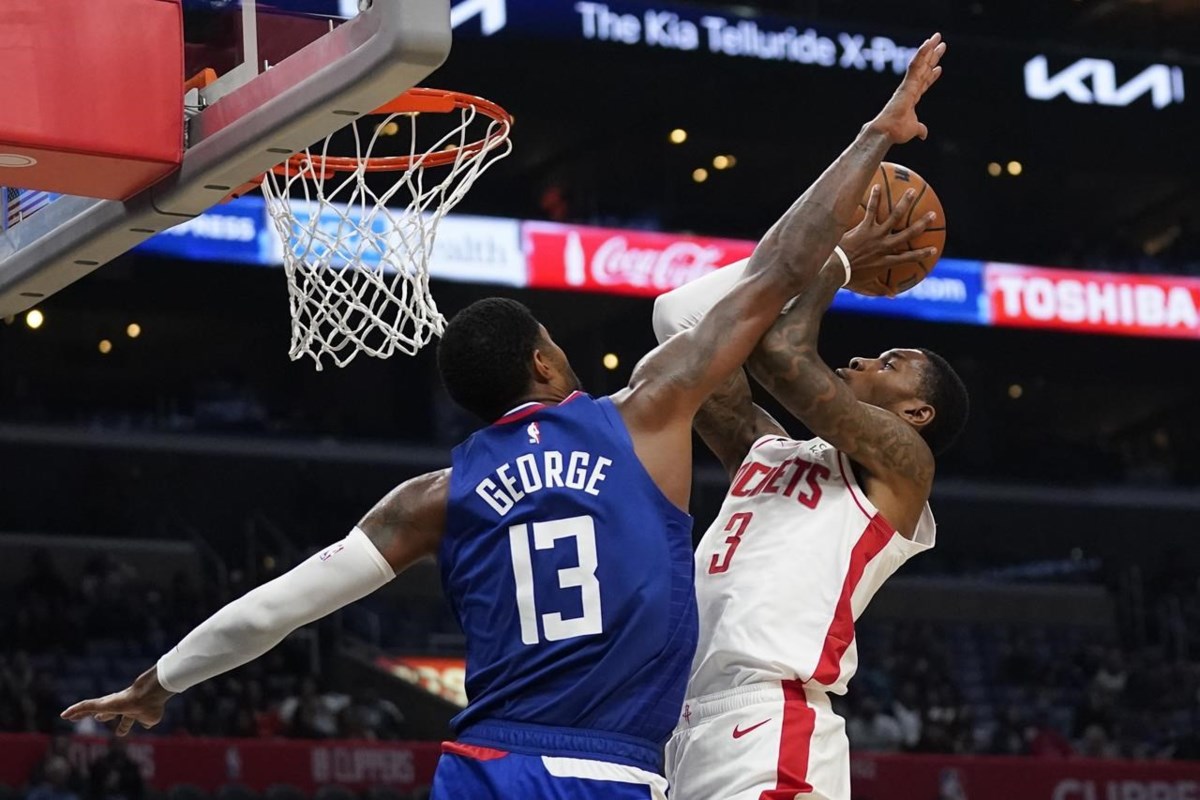 Clippers edge Rockets 95-93 on George's clutch jumpers - The San Diego  Union-Tribune