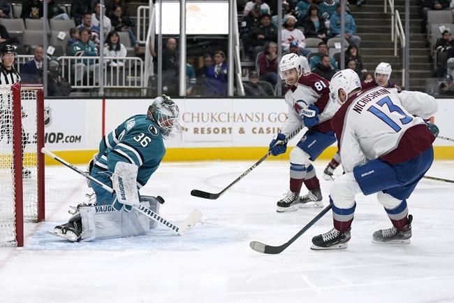 MacKinnon scores 2 leads Avalanche past Sharks 43 in OT MacKinnon scores 2 leads Avalanche past Sharks 43 in OT